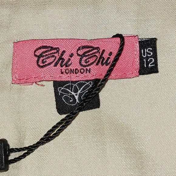 CHI CHI Navy Blue Lace Cap Sleeve Back Zip Pockets Dress Size 12 - Picture 13 of 16